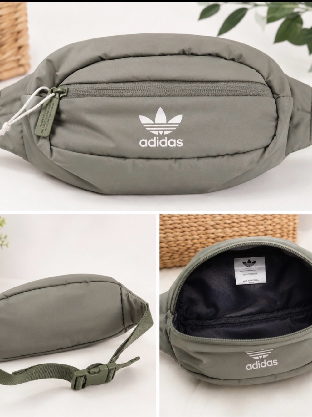 Adidas unisex  Olive Green Trefoil Belt Bag